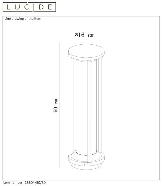 CADIX - Sokkellamp Buiten - Ø 16 cm - 1xE27 - IP65 - Zwart