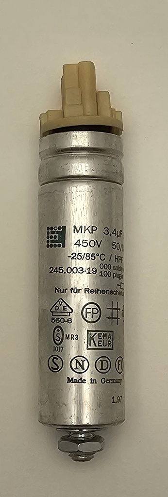 Condensator MPK 3,4µF 450VAC Ø25x80mm m8 ±4%  50/60Hz