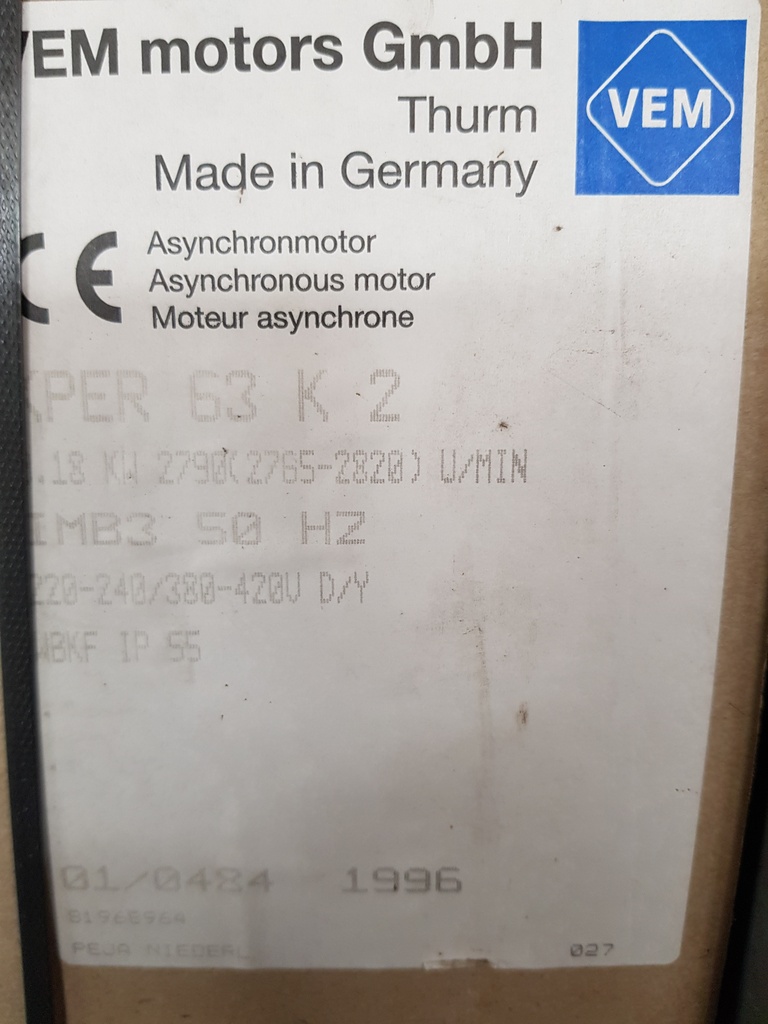 motor nr 48 VEM 220/380v 3f  1/4pk 0.18kw 2800tmin