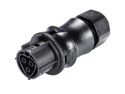 Connector ronde stekker vrouwelijk PIN 3 verzilverd 20A 250V