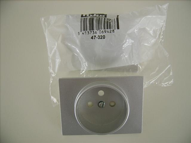 da Vinci Sterling centraal plaatje voor stopcontact met aarding en veiligheid, 21mm