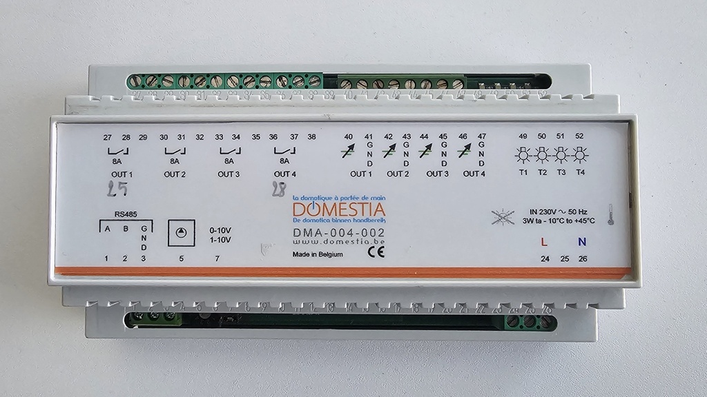 Domestia - Uitbreidingsmodule met 4 op afstand dimbare uitgangen (4x0/1 - 10V) gebruikt