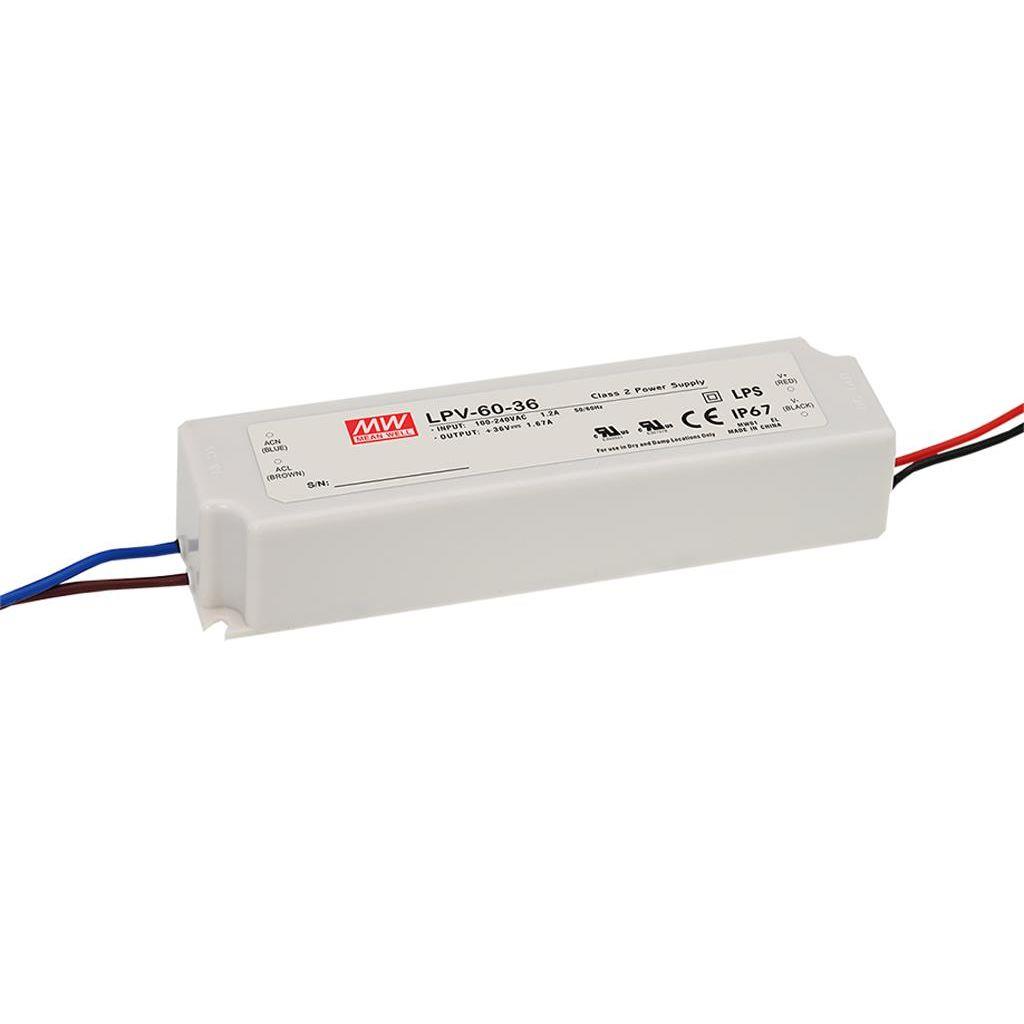 Voeding schakelende LED 12VDC 60W 5A 90-264VAC IP67 maen well