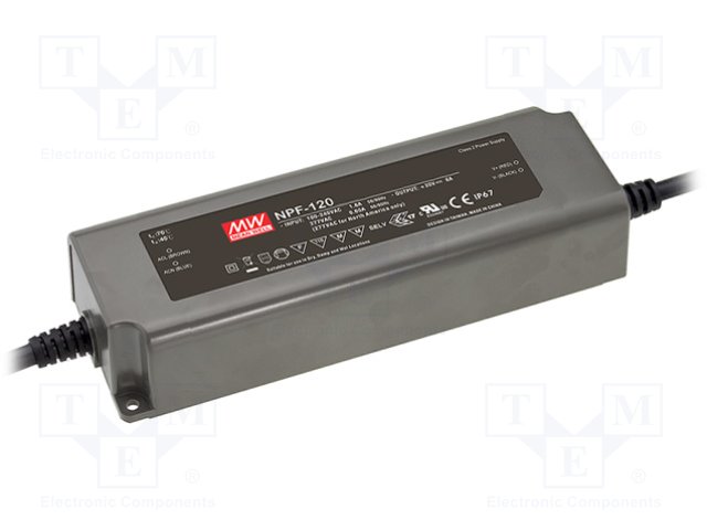 Voeding schakelende LED 12VDC 120W 7÷12VDC 10A IP67 maen well