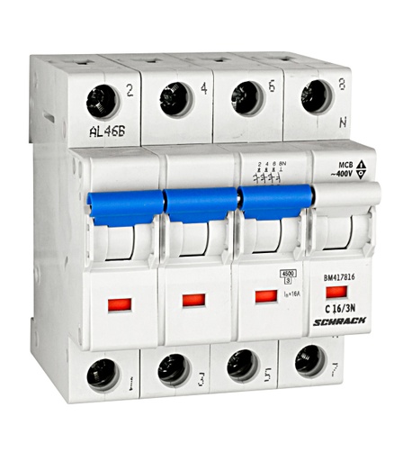 [BM417816] SI Beveiligingsautomaat BMS4 kar. C 16A 3P+N 4,5kA