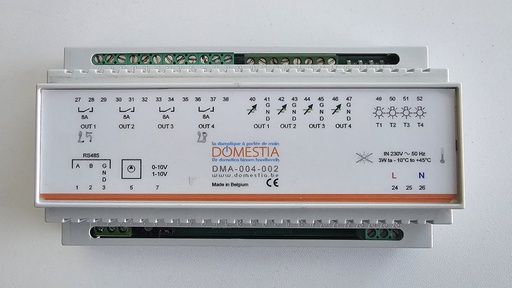[DMA-004-002-1] Domestia - Uitbreidingsmodule met 4 op afstand dimbare uitgangen (4x0/1 - 10V) gebruikt