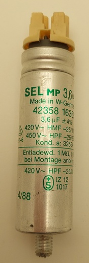[sel mp 3,6/420  4235816369] Condensator MK 10µF 220VAC Ø35x50mm m8 ±10% (kopie)
