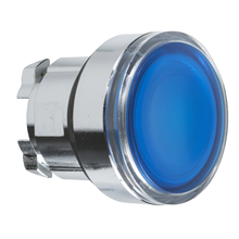 [ZB4BW363] KOP DRUKKNOP VERLICHT(LED) VERZONKEN BLAUW DIAM 22MM