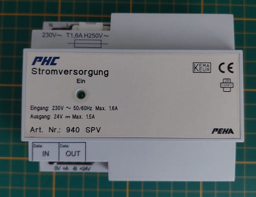 [940 SPV] PEHA Voeding 230 V AC/24 V DC 1,5 A bussysteem (gebruikt)