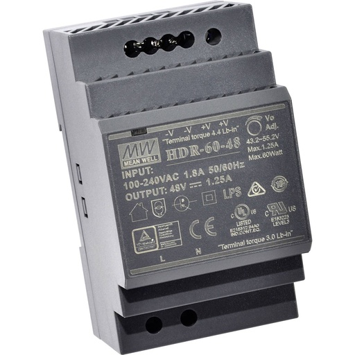 [HDR-60-24] Industriële voeding voor DIN-RAIL - Mean well 24V 100W (kopie)