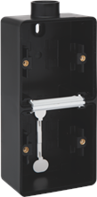 [76184201 	761-84201] spatwaterdichte opbouwdoos 2x verticaal 1x M20 zwart hydro