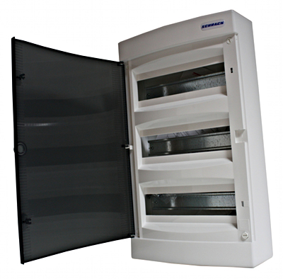 [sch BK080103] Opbouwkast 3x12MOD transparante deur IP40